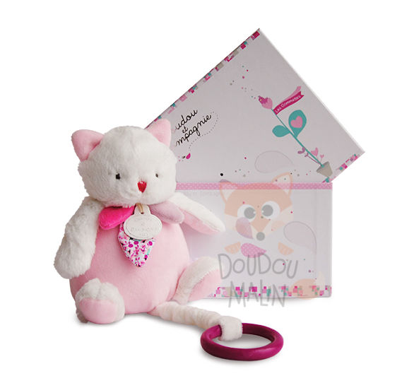  les gommettes musical box cat pink white cherry 